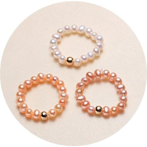 HOT CHEAP SALE FREE SIZE ADJUSTABLE Elastic Freshwater Pearl Ring Finger Ring Jewelry Nice Party Wedding Gift Present