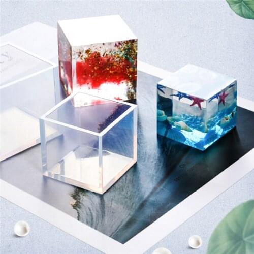 Square White Diy Crystal Epoxy Plastic Square Mold Cube Molde Silicona Silicon Mold Decoration Craft