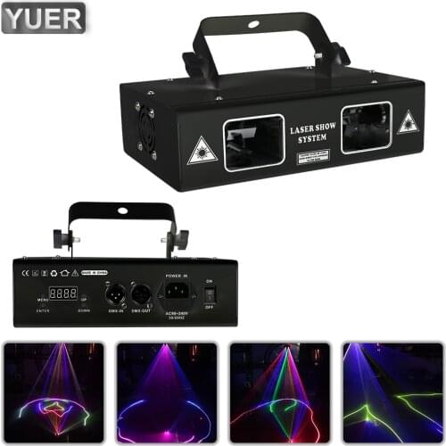 2 Heads Full Color RGB Pattern Scanning Beam Effect Remote Control Laser Light Stage Laser Projector DJ Disco Bar Party DMX512