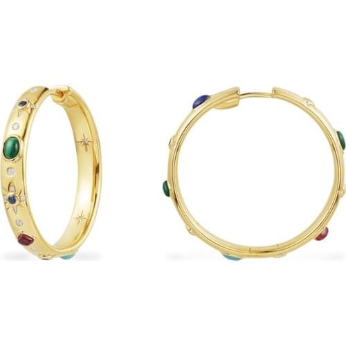 The hot selling 925 sterling silver double ring stone set new womens earrings with two ears