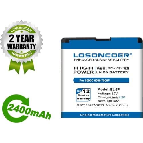 LOSONCOER Battery 2400mAh BL-6P Battery For Nokia 6500c 6500 7900P 7900 Prism MOBIADO PROFESSIONAL 105EM Battery