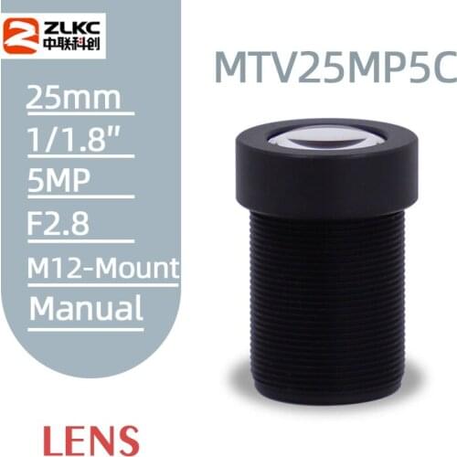 M12-Mount lens 25mm fixed focal length FA Lens 1/1.8" F2.8 Machine Vision camera lens 5MP manual Iris cctv Lens Low distortion