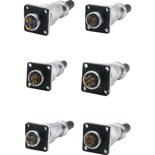 1PCS WS16 2 3 4 5 7 9 Pin Metal Aviation Panel Mounting Connectors With Plastic Hose