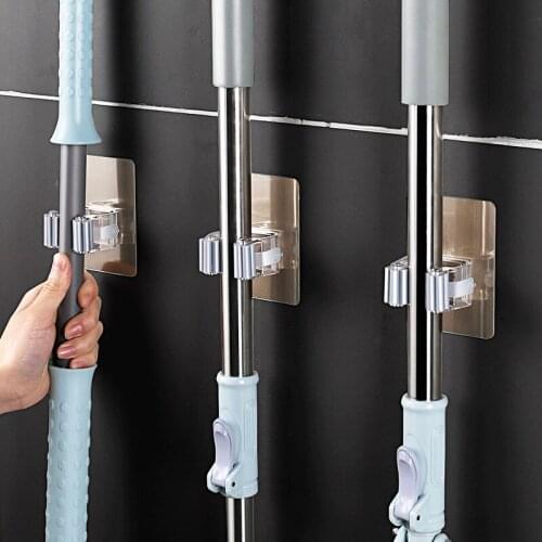 Multi-Purpose Adhesive Hooks Wall Mounted Mop Organizer Holder RackBrush Broom Hanger Hook Kitchen bathroom Strong Hooks