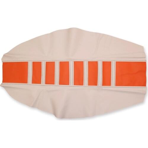 For YZF CRF Suzuki Kawasaki Yamaha Dirt BikeMotorcycle Leather Gripper Soft Seat Cover Universal White+Orage