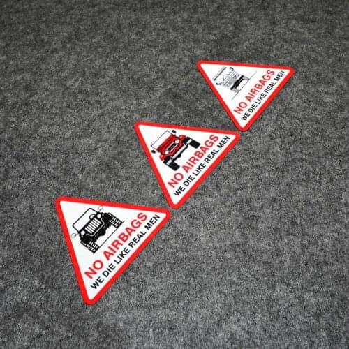 NO.S304 GalonDeco No Airbags Real Man Car Internal Reflective Spoof Funny Stickers Window Front Windshield Creative Car Sticke