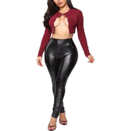 Newest Arrival Women Stretchy Faux Leather Leggings Ladies Sexy High Waisted Tummy Control Stretchy Pants Outfits Plus Size