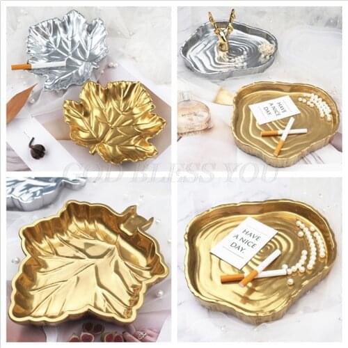 MapLe Leaves Ashtray Resin Silicone Mold Irregular Round Ashtray Resin Casting Molds Jewelry Tray Dish Resin Molds Tools