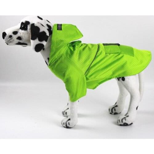 Hooded Dog Raincoat Rain Jacket With Pockets Reflective Strips Lightweight Adjustable Poncho For Small Medium Dogs Supplies