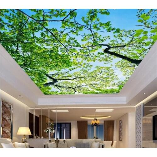 Beibehang Custom 3D Wall Mural Blue sky tree branch living room bedroom ceiling roof Wallpaper Modern Home decoration wallpaper