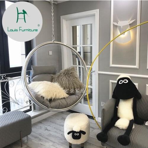 Louis Fashion Transparent Bubble Chair Glass Ball Hemisphere Acrylic Basket Swing Space Nordic
