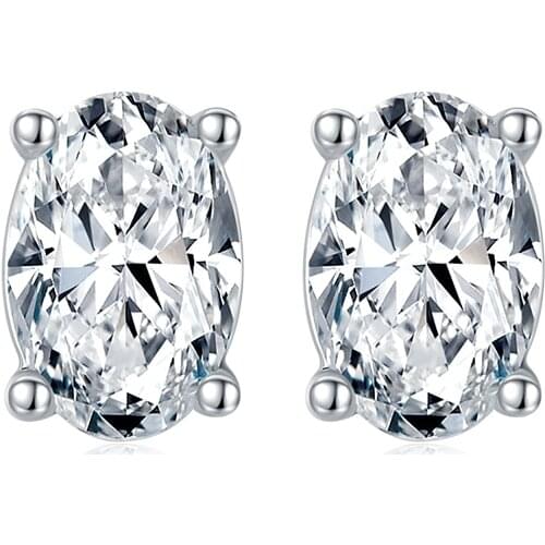 BOEYCJR 925 F color Oval cut 0.5ct 4*6mm Moissanite VVS Fine Jewelry Diamond Stud Earring With certificate for Women Fift