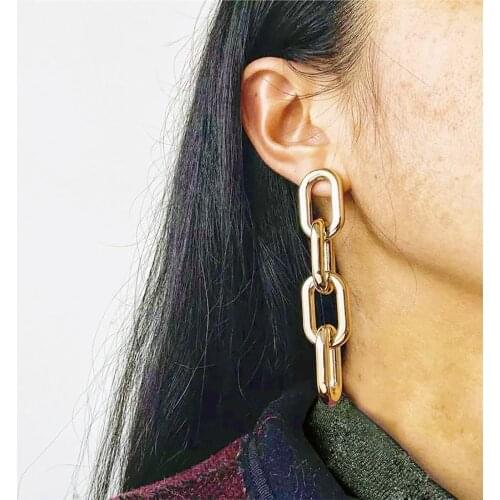 Punk Acrylic Thick Gold Chain Big Earrings for Women Exaggerated Party Wedding Drop Earrings Fashion Jewelry Statement Brincos