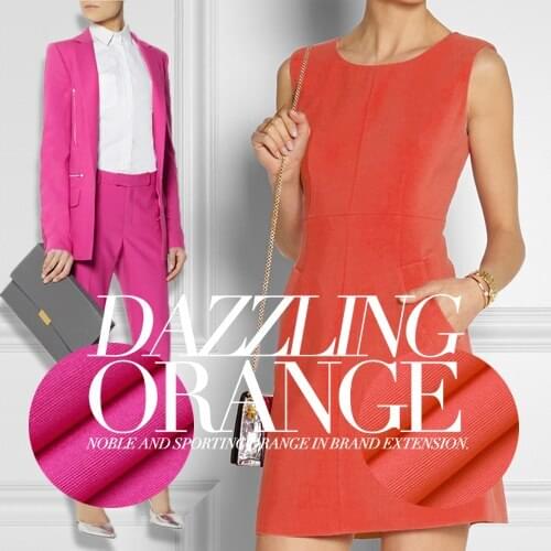 Temptation peach / orange collision stretch cotton fashion fabric very thin pinstripe