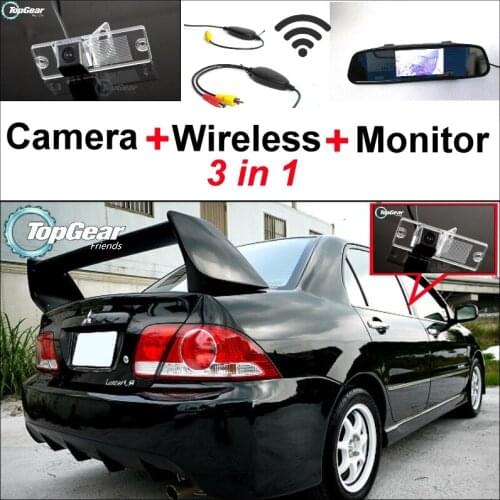 3 in1 Special Camera + Wireless Receiver + Mirror Monitor DIY Back Up Parking System For Mitsubishi Lancer Lioncel V3 Virage