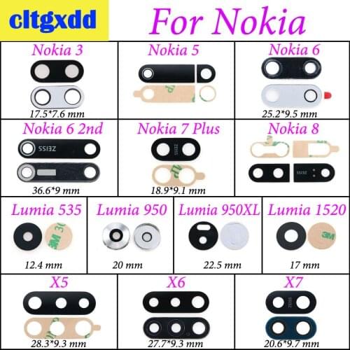 Cltgxdd For Nokia 3 5 6 7Plus 8 Lumia 535 950 950XL 1520 X5 X6 X7 Rear Back Camera Glass Lens Cover with Ahesive Sticker