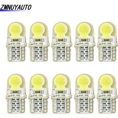 10x Auto T10 LED W5W LED Bulbs White 194 168 501 LED COB Sillicone Car Interior Clearance Lights Turn Side Dome Reading Lamp