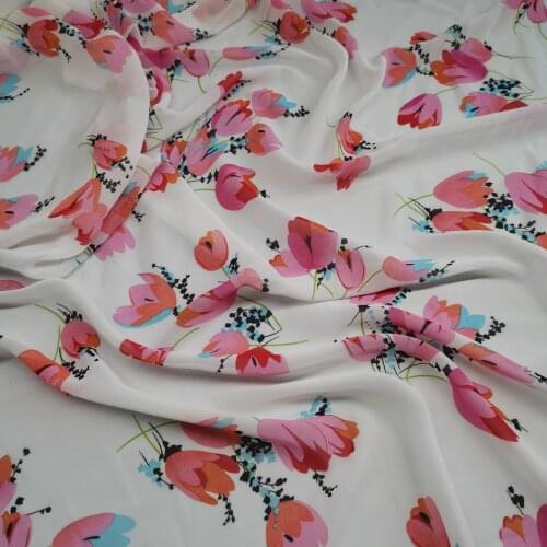 Tulip Flower Chiffon Fabric Dress Scarf Fabric Craft DIY Testile 1 Yard