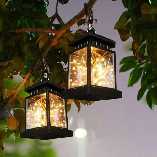 Outdoor Hanging Solar Lantern Waterproof Solar Powered Candle Light Lamp for Garden Patio Yard Backyard Christmas Decor