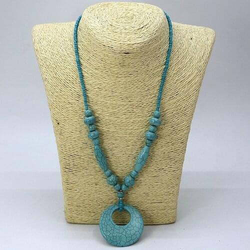 Spring summer holiday fashion jewelry! Handmade blue natural semi-precious stone necklace women gifts N15537