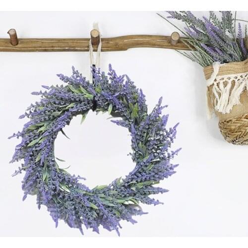 Spring Wreaths 17 inch for Front Door, Elegant Lavender Floral Wreath for