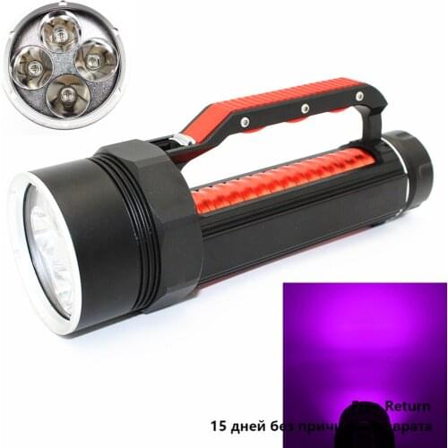 Waterproof UV LED Diving Flashlight Tactical 4x 395nm UV LED Purple Ultraviolet Light Lamp for amber scorpions hunting