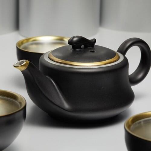 Restoring temmoku silver porcelain museum built light tea sets suit contemporary and contracted home sitting room teapot
