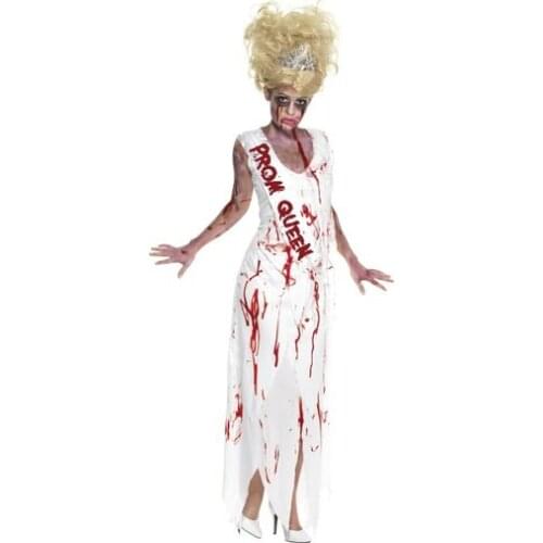 Ladies White Terror Corpse Ghost bride Costume Adult Halloween Fancy Dress SML VLS6892