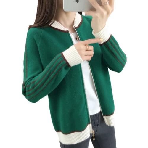 Women Cardigan Sweater 2020 New Fashion Autumn Casual Long Sleeve zipper Knitted Sweater Cardigan Coat Women Plus Size R435