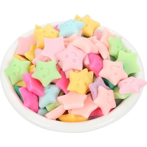 10Pcs Mixed Cute Five-pointed Star Smiley Resin Kawaii Accessories Scrapbooking Cabochon Flatback Decoration Craft Embellishment