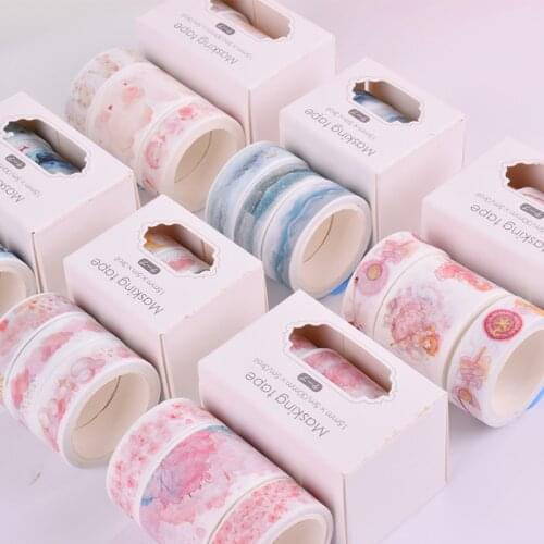 3Pcs/Box Pink Cherry Blossoms Washi Tape Masking Tape Decorative Diary Scrapbooking Label Stickers Kawaii Stationery Papeleria