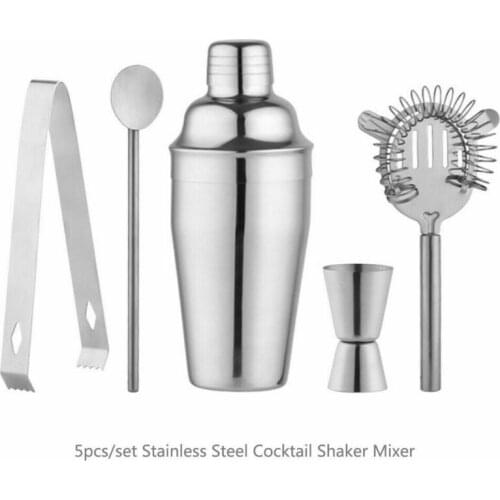 5pc Stainless Steel Cocktail Shaker Mixer Drink Bartender Martini Tools Bar Set Kit For Bartender Drink Party Bar Tools 350ML