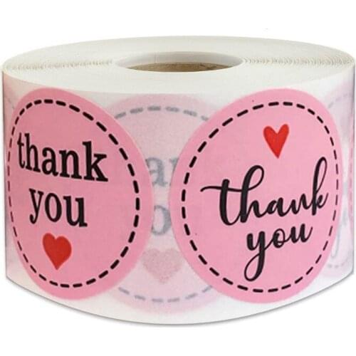Pink Paper Thank You Stickers Scrapbooking 1'' 100-500pcs Wedding Stickers Party Favors Envelope Seal Labels Stationery Stickers