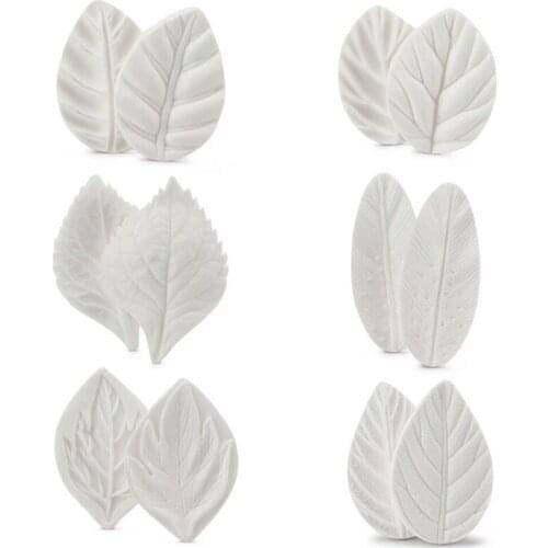 6 piece rose flower liquid silicone mold sugar flower decoration leaf mold DIY baking WMJ-803