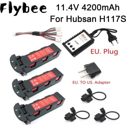 11.4v 4200mAh Battery+B3S Charger for Hubsan H117S Zino GPS RC FPV Racing Camera Drones Quadcopter Parts 11.4V Battery