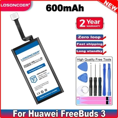 LOSONCOER 600mAh HB681636ECW Battery For Huawei FreeBuds 3 Wireless Headset Batteries