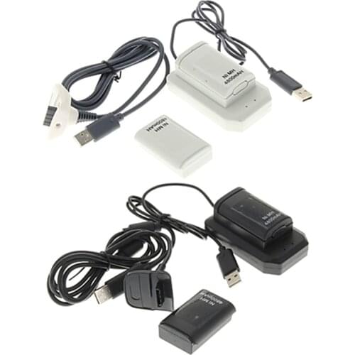 4 In 1 2 Pcs 4800mAh Rechargeable Battery Pack Batteries+Charger+Usb Cable Charging Kit For -Xbox 360 Battery Wireless