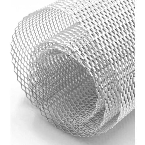 Car Silver/Black Aluminum Alloy Front Bumper Rhombic Grill Mesh Sheet (4 x 8mm)