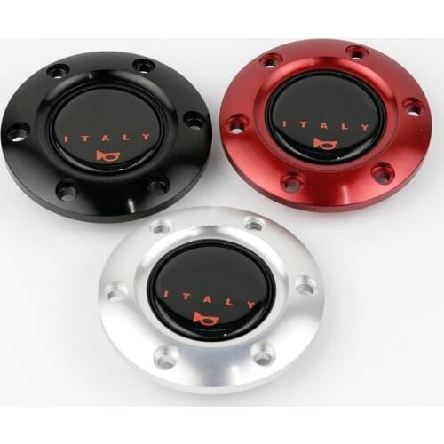 Car Styling Racing Car Steering Wheel Horn Button Speaker Control Cover + Aluminum Black/Red/Silver Edge