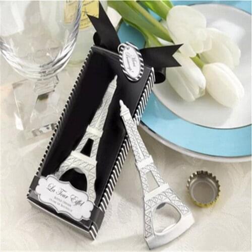 Free Shipping Giveaways-La Tour Eiffel Tower Chrome Bottle Opener Wedding Bridal Shower Party Favor 10Pcs/Lot