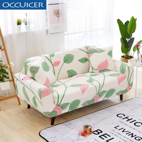 Green Leaf Bird Pattern Sofa Cover Polyester Recliner Cover All-inclusive Elasticity Stretch Sofa Towel Anti-skid Slipcovers