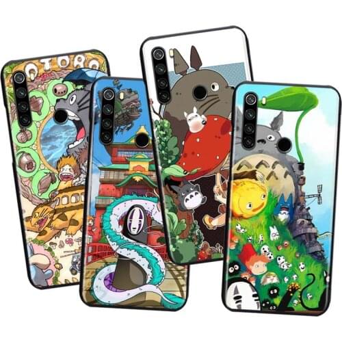 Totoro Anime Studio Ghibli Soft TPU For Xiaomi Redmi Note10 10S 9T 9S 9 8T 8 7 6 5A 5 4 4X Prime Pro Max Black Phone Case