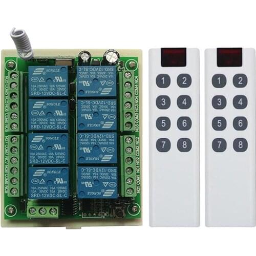 DC 12V 24V 8 CH Channels 8CH RF Wireless Remote Control Switch Remote Control System receiver transmitter 8CH Relay 315/433 MHz