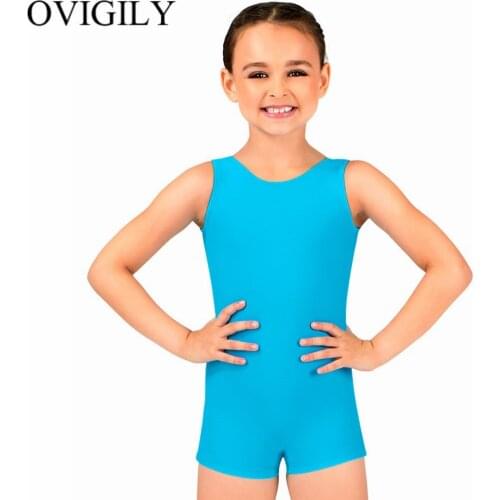 OVIGILY Kids Dance Unitards Child Stretch Spandex Biketard Lycra Ballet Leotard for Toddler Gymnastics Leotard for Girls Boys