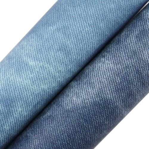 30x136cm Roll Denim Jeans Smooth Blue Faux PU Synthetic Leather Fabric Material For Handbags Sewing DIY BH352