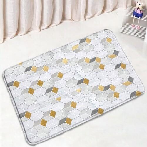 Geometric Bath Mats Creative Art Kitchen Mat Marble Pattern Nordic Home Door Pad Room Floor Rug Anti-slip Carpet Bathroom Decor
