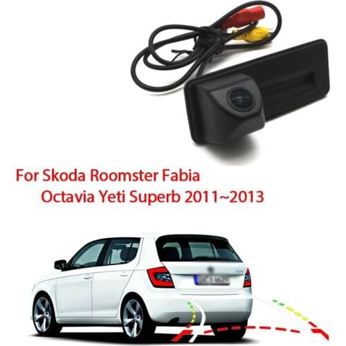 CCD HD Car Trunk Handle Rear View Camera For Skoda Roomster Fabia Octavia Yeti Superb 2011~2013 Waterproof Trunk handle camera