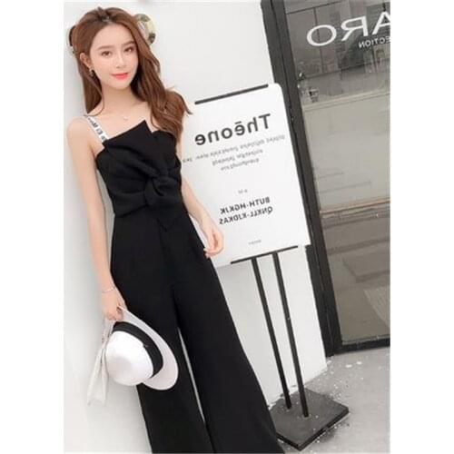 Summer Women Jumpsuit Romper Backless Beach Sexy Strap Rompers Womens Jumpsuit Sleeveless Black Elegant Loose Overalls