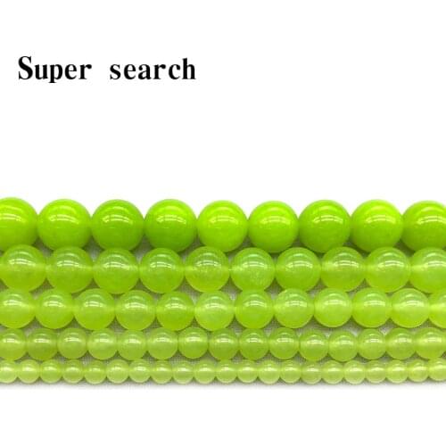 Natural Stone Olive Green Chalcedony Jades Round Loose Beads 4 6 8 10 12MM Fit DIY Bracelet&Necklace Jewelry Making Part