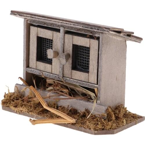 Dolls House Miniature Wooden Hen Chicken Coop Garden Pation Furniture 12th